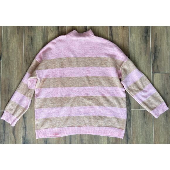 Anthropologie Sanctuary Striped Mock Sweater Women's XL Wool Blend - Picture 2 of 8